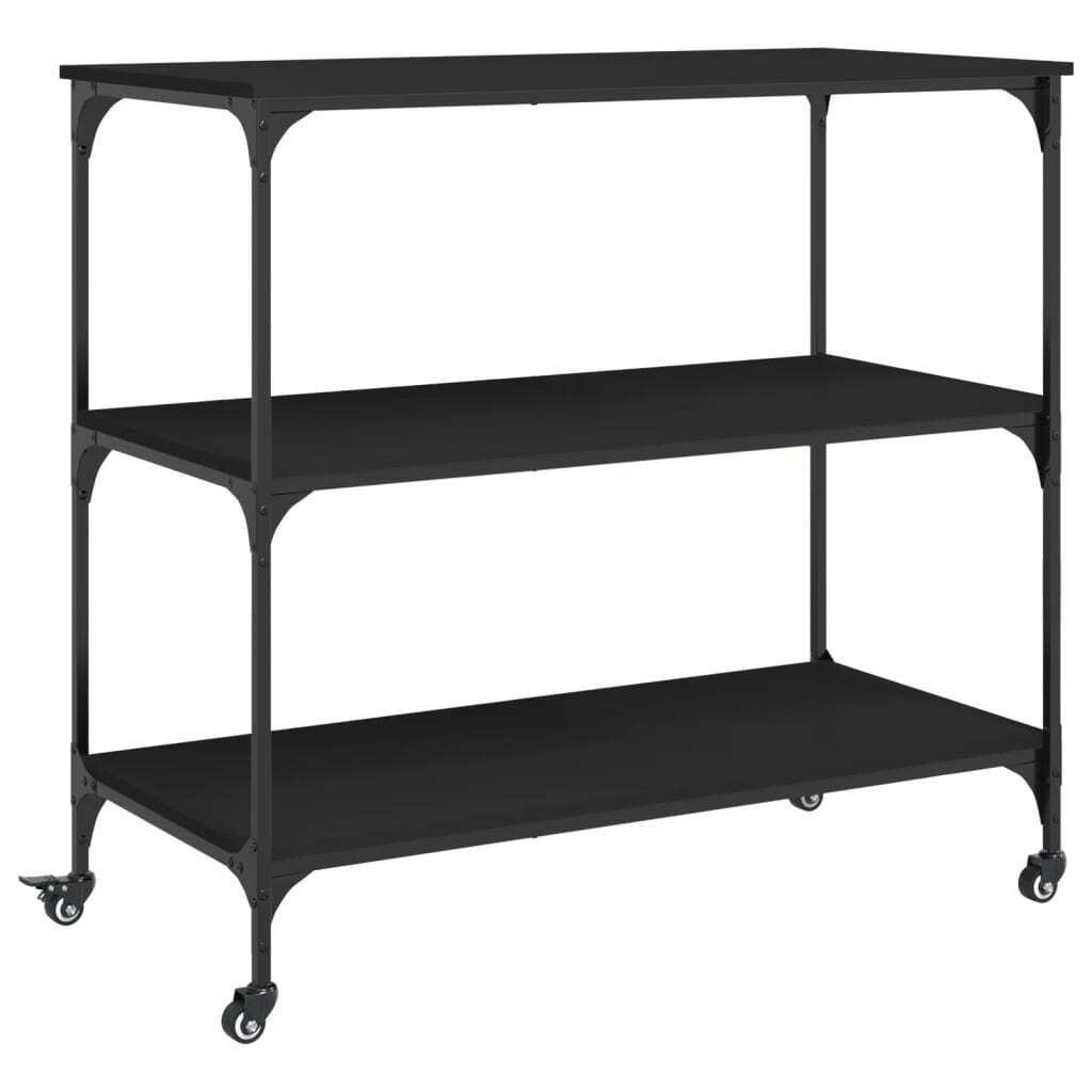 vidaXL Kuchyňský vozík černý 102x50x95 cm materiál na bázi Obrázek produktu 