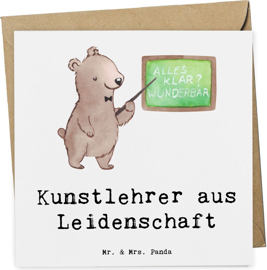 Mr. & Mrs. Panda Grußkarte Kunstlehrer Leidenschaft - Weiß Produktbild 