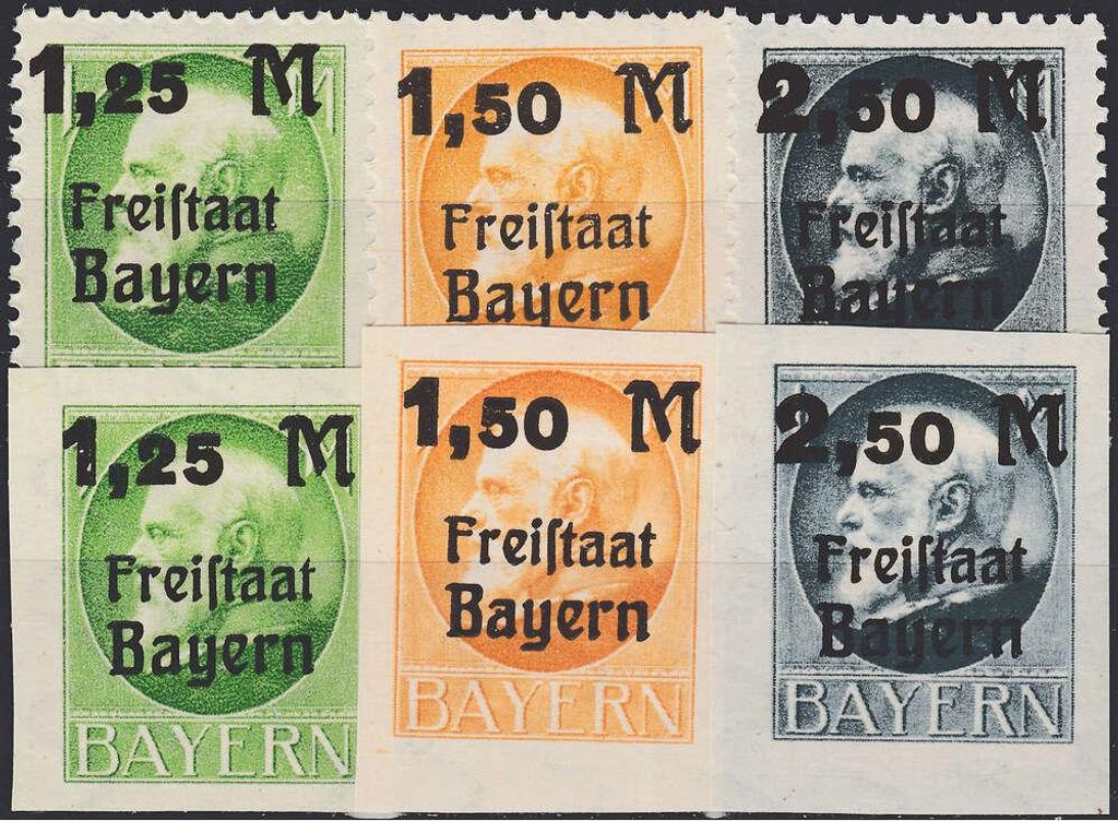Bayern Nr. 174-176 A+B postfrisch ** Ergänzungen 6 Werte