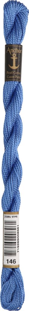 Anchor Perlgarn Stärke 5 4585000-00146 blau Stickgarn, 100 % Baumwolle, 5g Strängchen