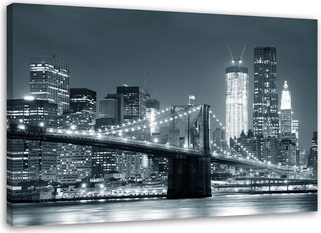Leinwandbild brooklyn-brücke 1-teilig 60x40 cm Feeby grau wandbild bereit zum aufhängen