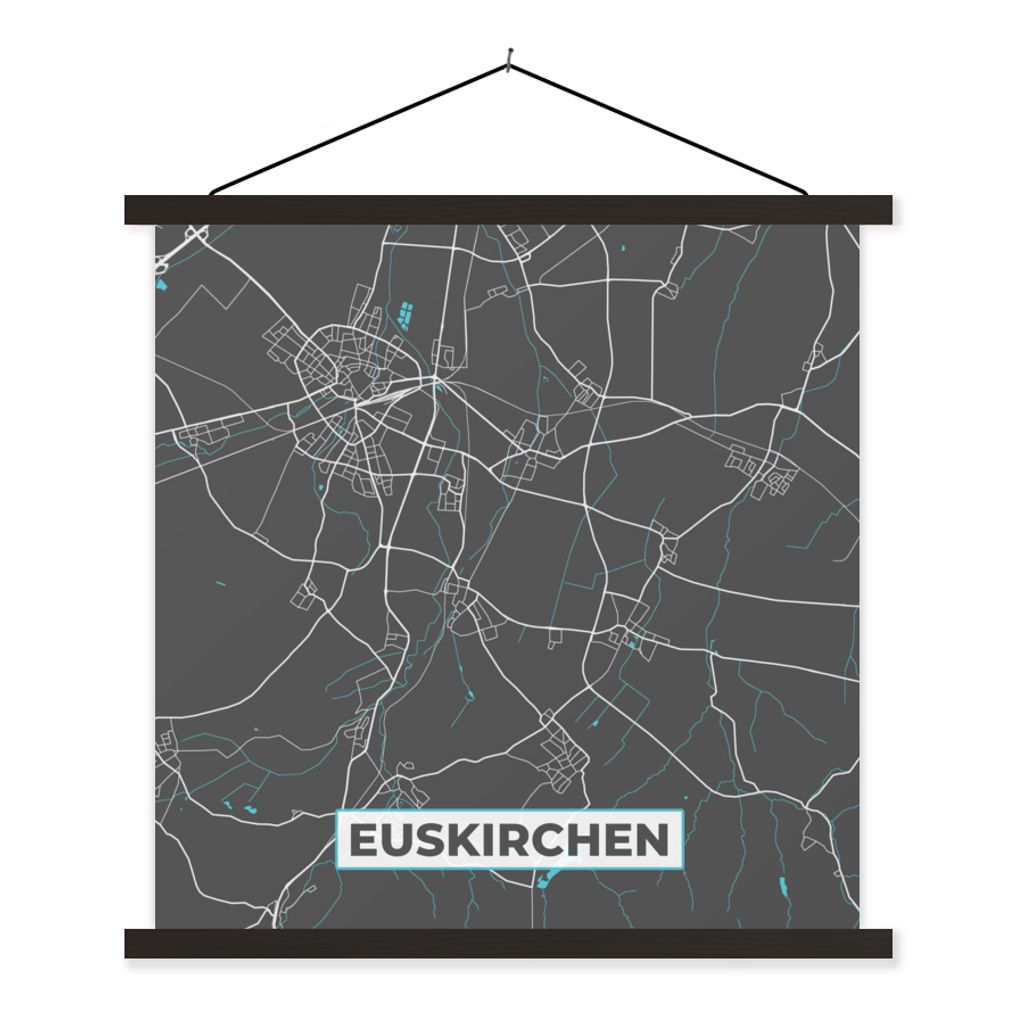 MuchoWow Textilposter Karte - Euskirchen - Blau - Stadtplan - Deutschland 40x40 cm mit schwarzem Rahmen - Fotos