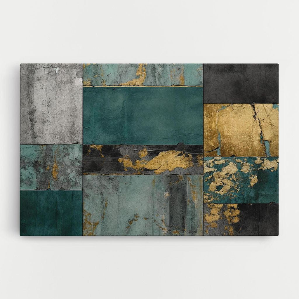 ARTHUB Leinwandbild 70x100 cm, Golden Green Painting | Wohnzimmerdekoration, Hängende Bilder, Wanddekoration, Heimdekoration, Abstrakte, Abstrak...