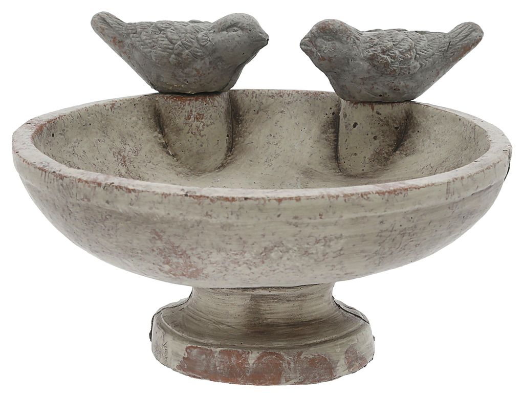 Vogeltränke mit zwei Vögeln Zement 25x14x21,7cm Produktbild 