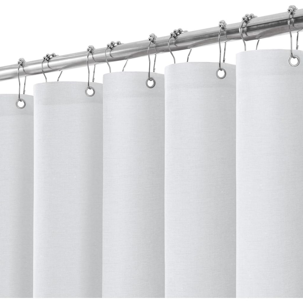 Záves na sprchu, ľanová tkanina, 152 x 214 cm, biela, s Obrázok produktu 