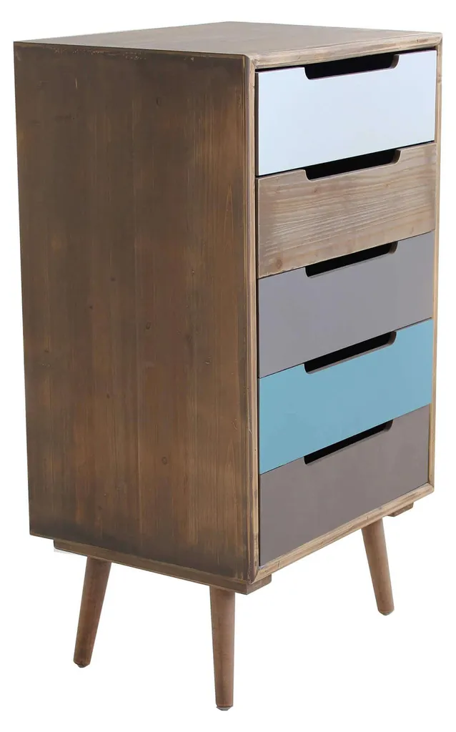 Rangement efficace : Commode bois CHARLES 5 tiroirs contre le désordre