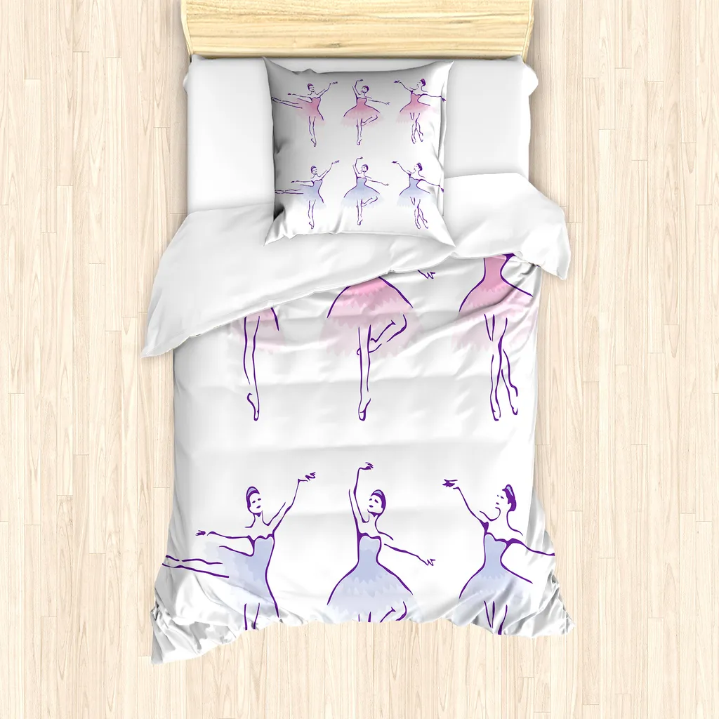Set Copripiumino Singolo ABAKUHAUS Ballerine 135x200cm Rosa Viola