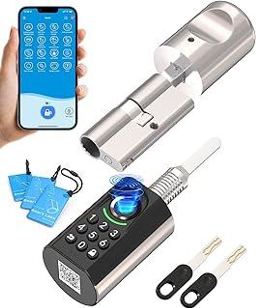 WELOCK ToucA71 Smartes Türschloss Fingerabdruck Schloss,Elektronisches Türschloss Passcode mit RFID Karte APP Smart Lock mit Mechanischer Schlüs...