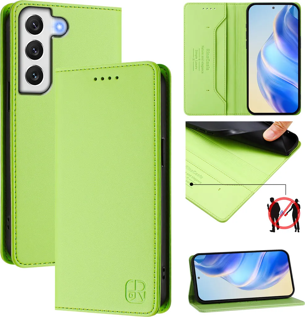 Custodia Samsung S21 FE 5G Verde: Flip Case Portafoglio in Pelle Vintage