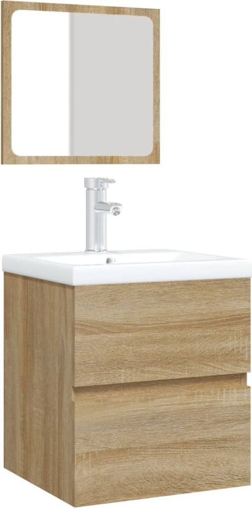 vidaXL Armoire sous lavabo avec lavabo miroir chêne Sonoma Image du produit 