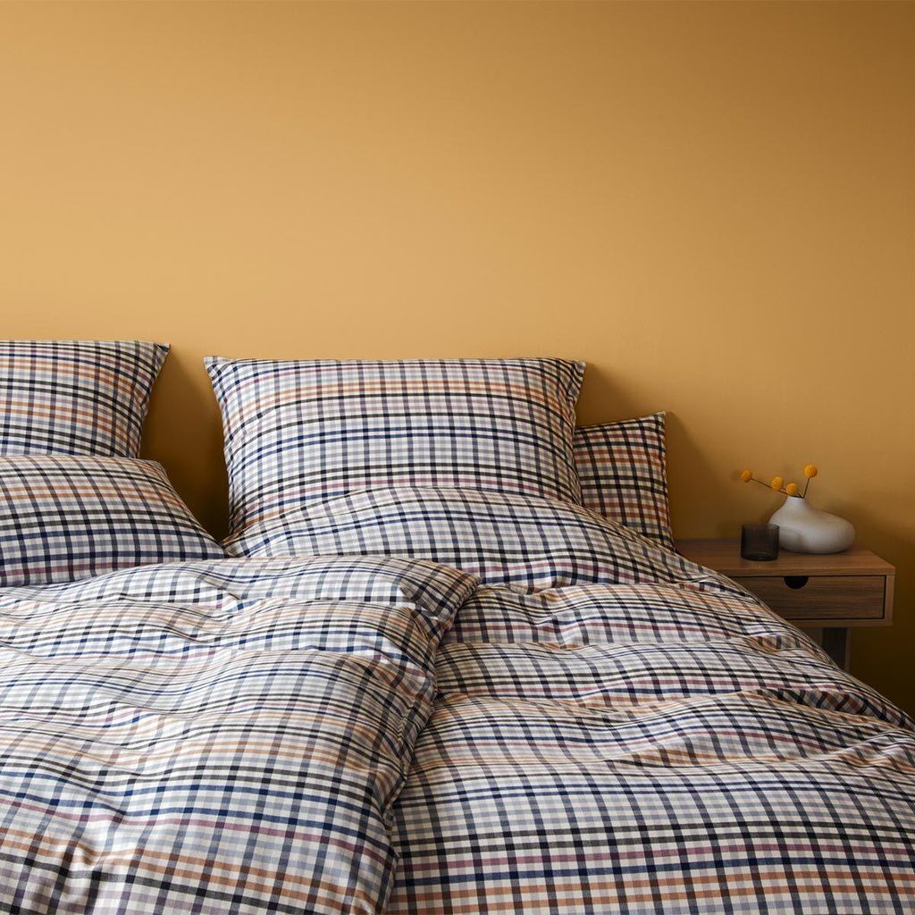 elegante Soft-Flanell-Kissenbezug einzeln Aberdeen Farbe Anthrazit-Mauve Größe 40x80