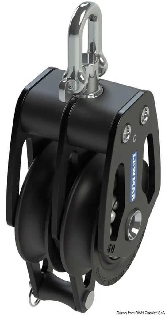 Poulie de Pont Double HTX 60 mm avec Étrier Inférieur pour Voilier Moderne