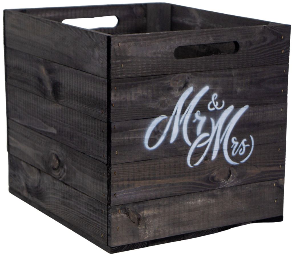 Hochzeitskiste schwarz lasiert Mr & Mrs  passend für Kallax Produktbild 