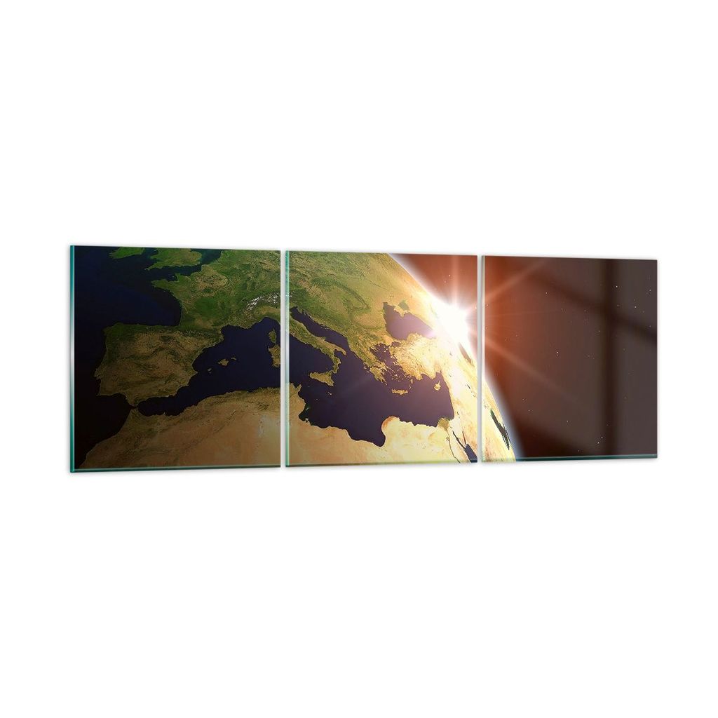 Bilder auf glas - Erde galaxie kugel lande - 120x40cm - Glasbilder - Wandbilder - Kunstdruck - zum Aufhängen bereit - Wanddekoration aus Glas - Gl...