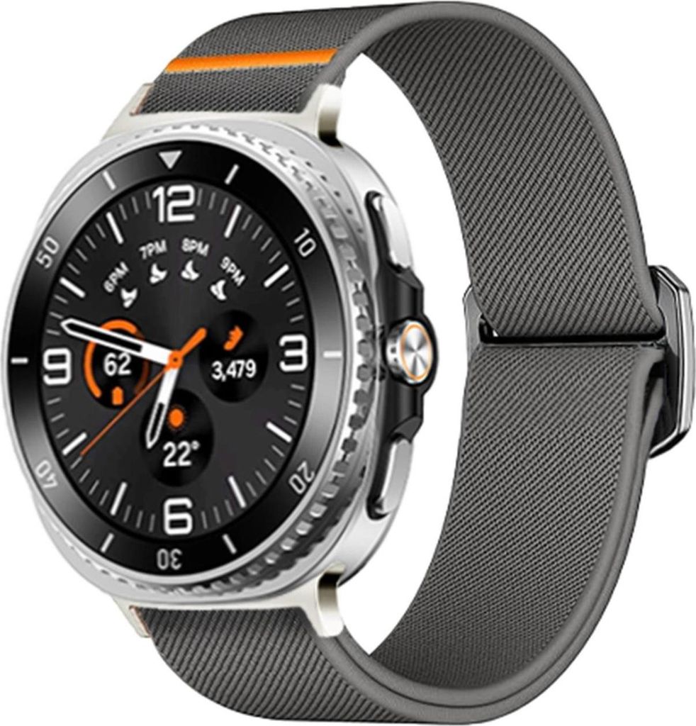 Elastisches Nylon Sport Armband für Samsung Galaxy Watch 8 / 8 Classic mit Schiebeverschluss Grau
