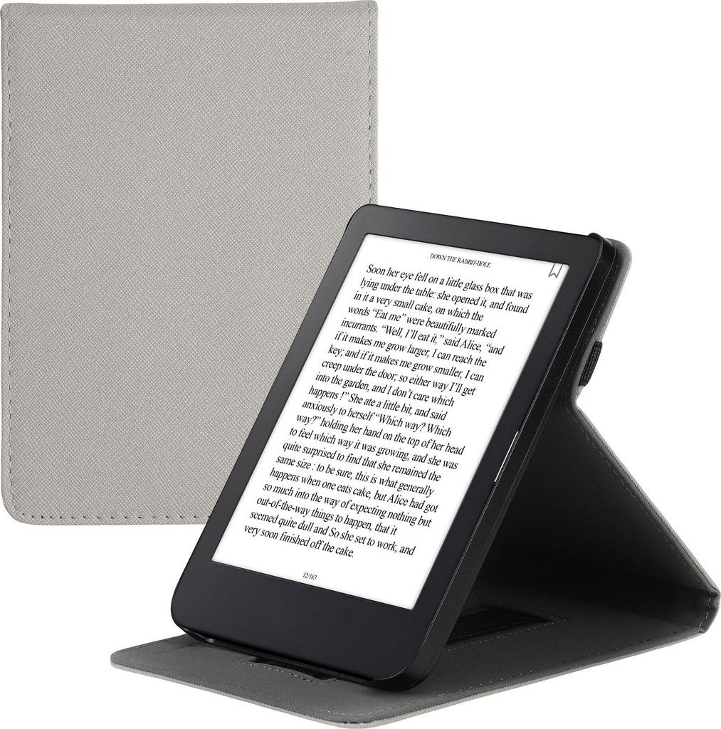 kwmobile Schutzhülle kompatibel mit Kobo Clara 2E / Tolino Shine 4 - Hülle e-Reader mit Schlaufe Ständer - - Silber
