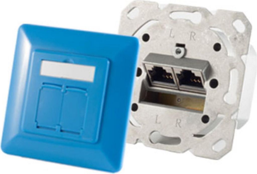S/CONN maximum connectivity Netzwerkdose-cat.6A Netzwerkdose 2-Fach designfähig, horizontale Kabelführung, Zentralstück inkl