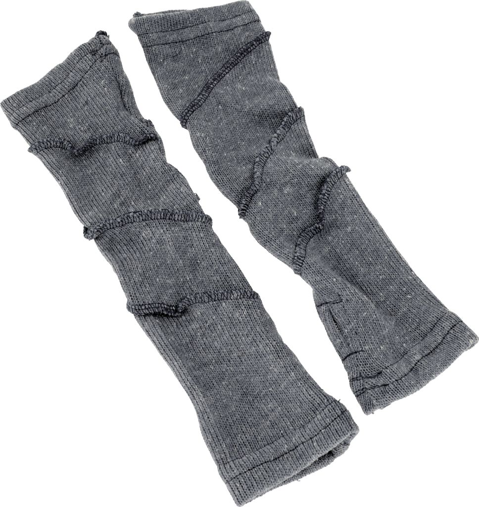 Baumwoll-Feinstrick Handstulpen, Pulswärmer mit Overlock - Grau, Uni, Baumwolle, Handschuhe & Handstulpen