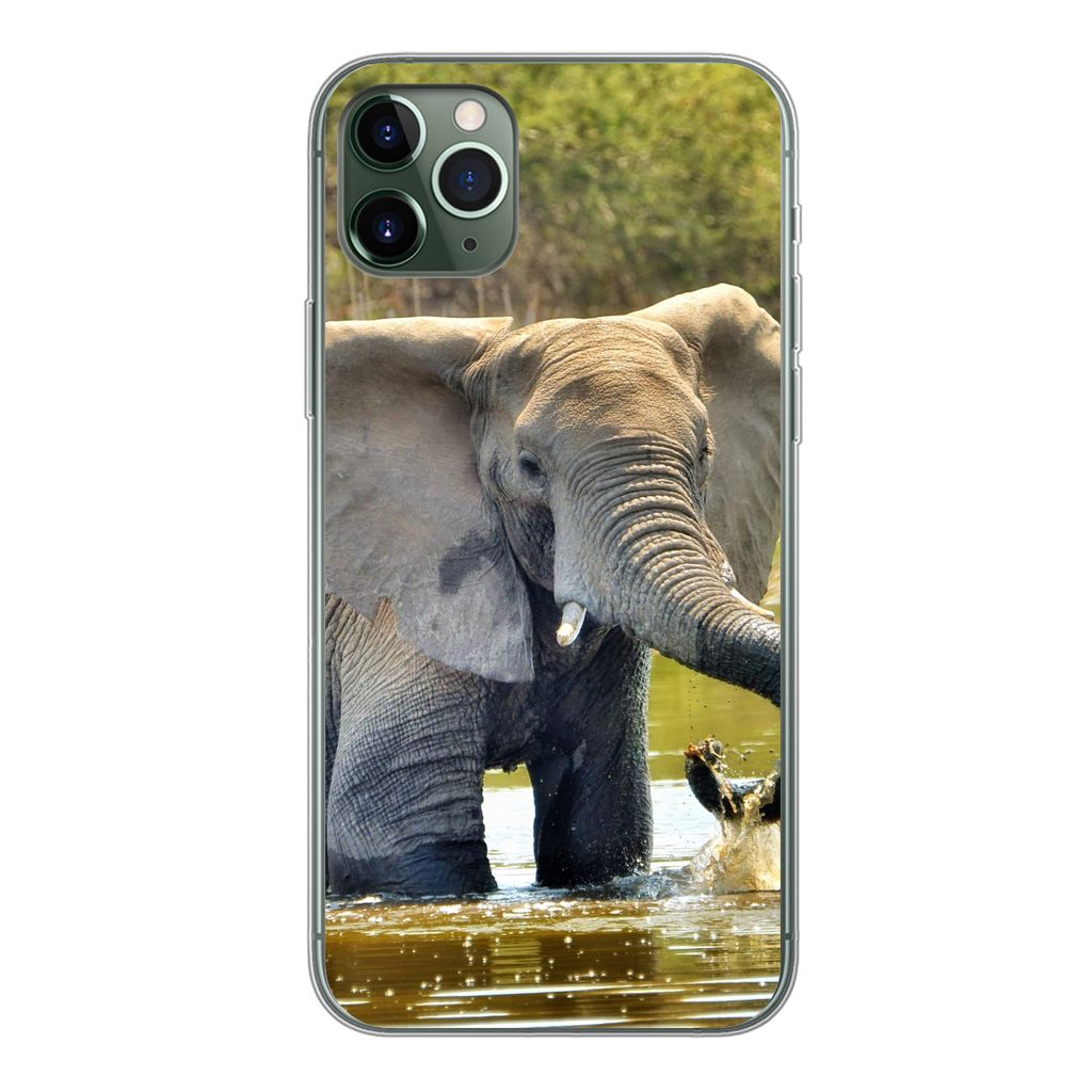 MuchoWow Handyhülle Schutzhülle Hülle für iPhone 11 Pro Max Elefant - Wasser - Tiere - Natur Silikon Softcase Handy Hülle - Schutz