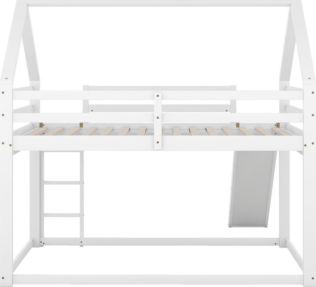 łóżko piętrowe 140x200cm ze zjeżdżalnią i schodami - Białe Zdjęcie produktu 