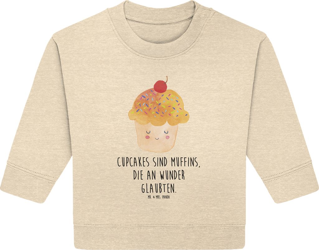 Mr. & Mrs. Panda Organic Baby Pullover Cupcake 24. - 36. Monat - Natural Raw - Geschenk, Küche Deko, Backen, Cupcakes, Lustige Sprüche, Bullover,...