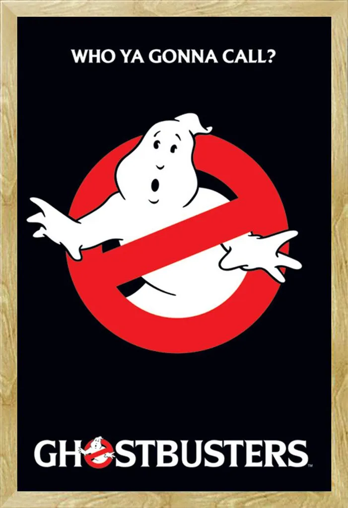 Poster Ghostbusters Logo avec Cadre Shinsuke Maxi MDF Hêtre 61x91.5 cm