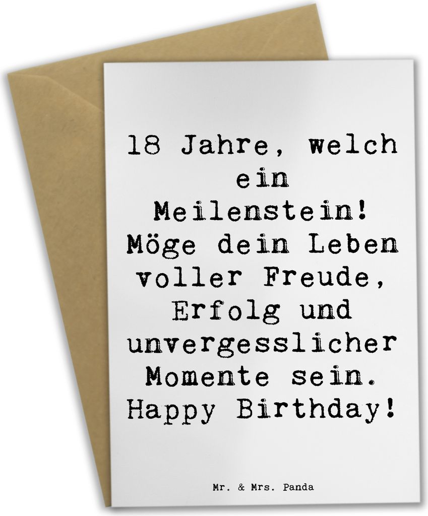 Mr. & Mrs. Panda Grußkarte Spruch 18. Geburtstag Meilenstein - Weiß - Geschenk, einladungskarten, neue Möglichkeiten, Geburtstagsgeschenk, weihn...