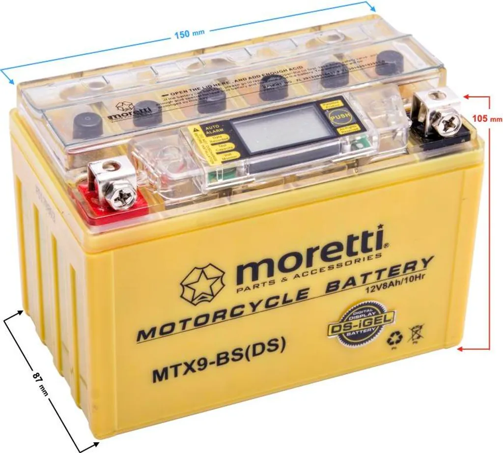 Batteria Al Gel Ytx9-Bs Con Display