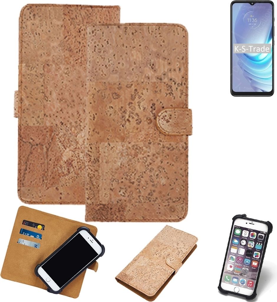 K-S-Trade Hülle kompatibel mit Motorola Moto G50 Kork Handyhülle Cover Schutzhülle TPU Case Bumper in Hellbraun, (1x)