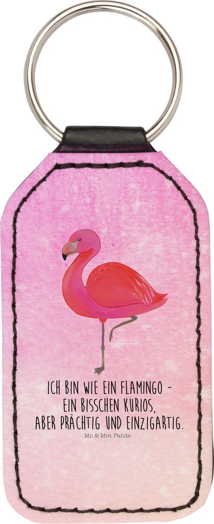 Mr. & Mrs. Panda schlüssel anhänger Flamingo Classic - Aquarell Pink - Geschenk, Taschenanhänger, Spruch, Selbstliebe, Schlüsselanhänger, Prä...