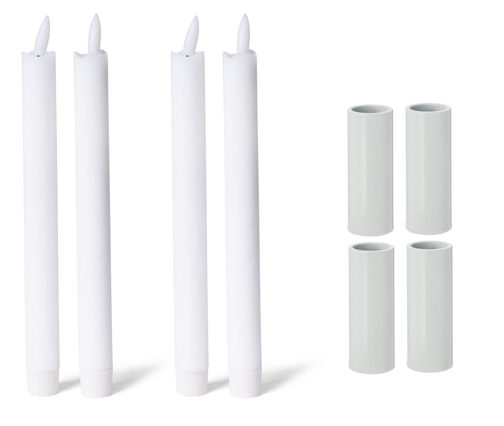 Novaliv 4x Kerzenständer magnetisch 2,8x5cm WEISS mit LED-Kerzen Premium Echtwachs Tafelkerze elektrisch Kerzenpick Wohnzimmerdekoration Kerzenhal...