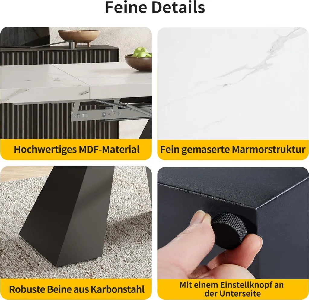Table de cuisine moderne extensible grise avec structure en carbone - 14