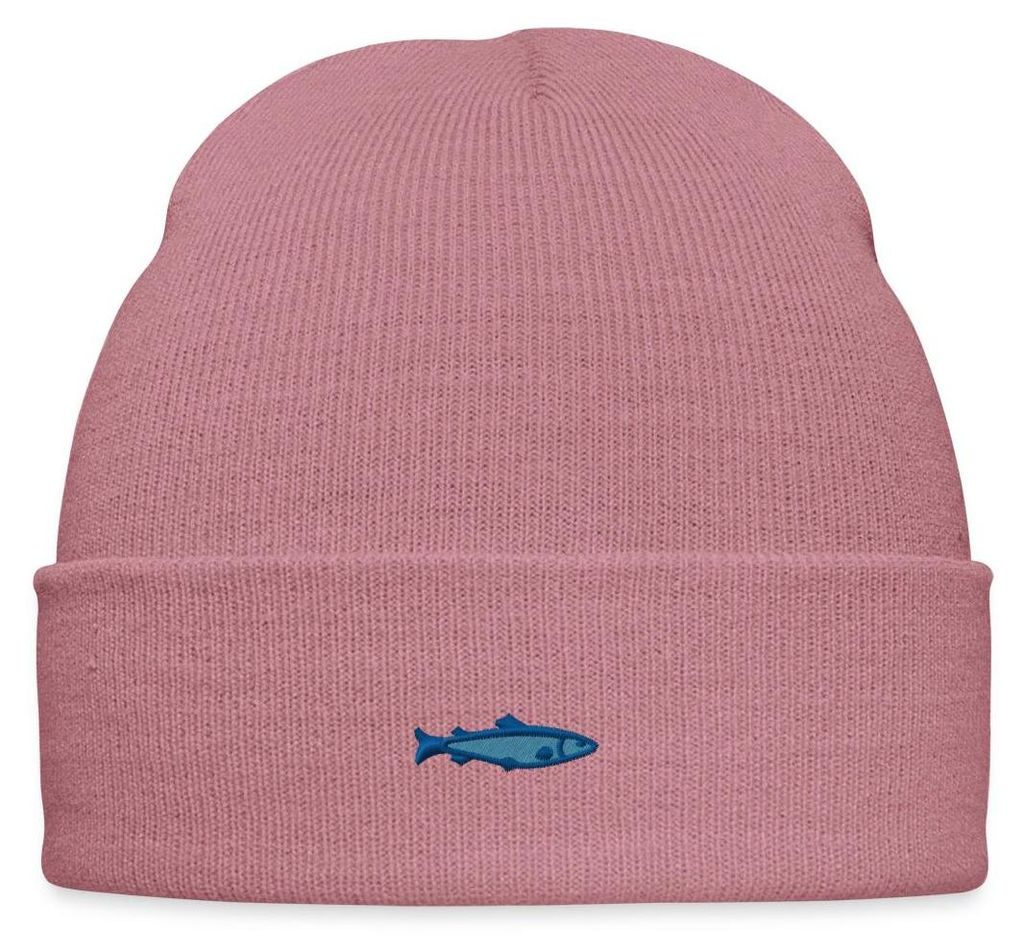 Spreadshirt Bestickte Forelle Bestickte Wintermütze, One size, Rosa