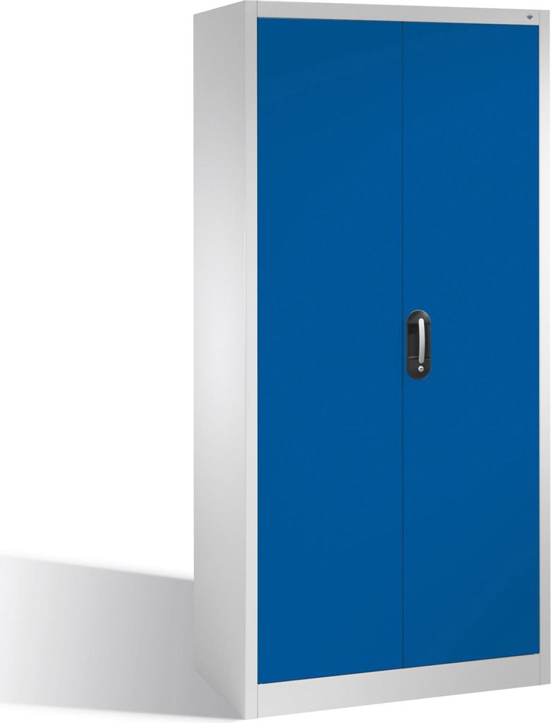 C+P Werkzeugschrank mit Drehtüren, innen 4 Böden, H1950xB930xT400mm Front Enzianblau Korpus Lichtgrau