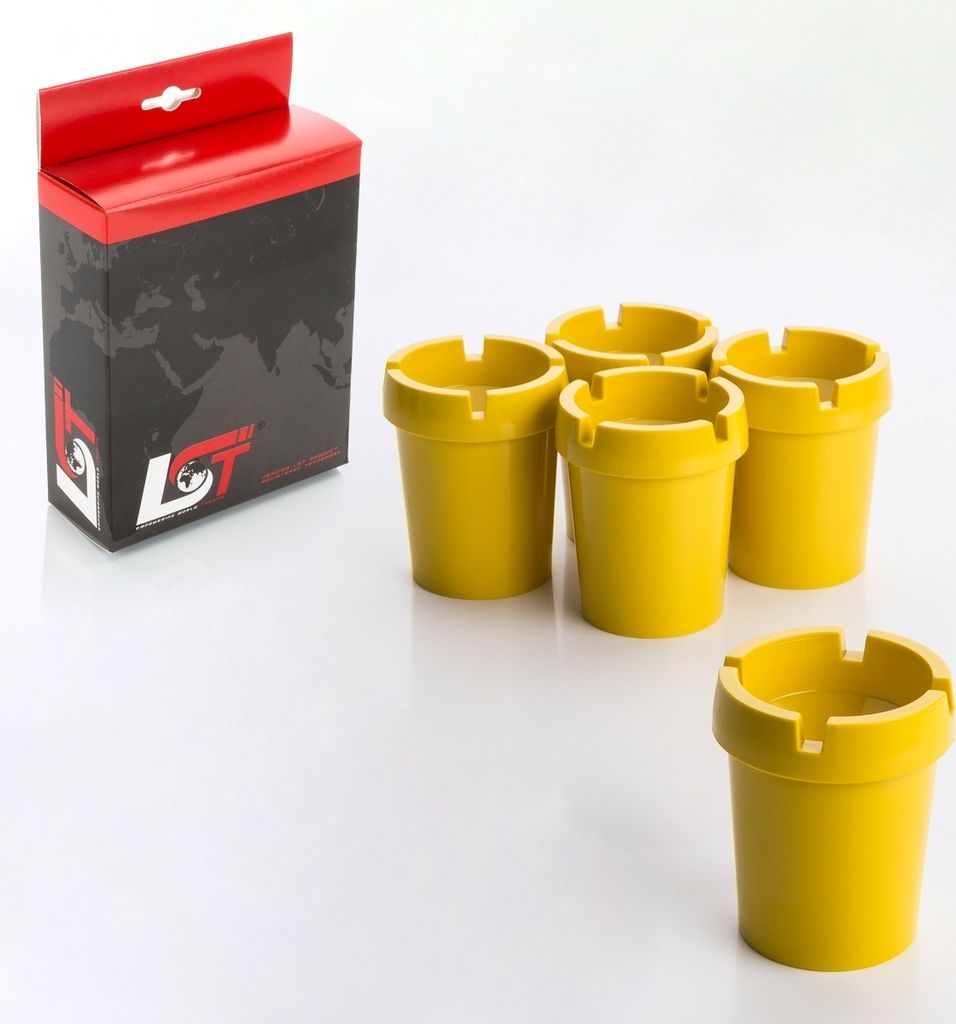5x Aschenbecher Sturmaschenbecher rauchfrei Getränkehalter gelb Kunststoff