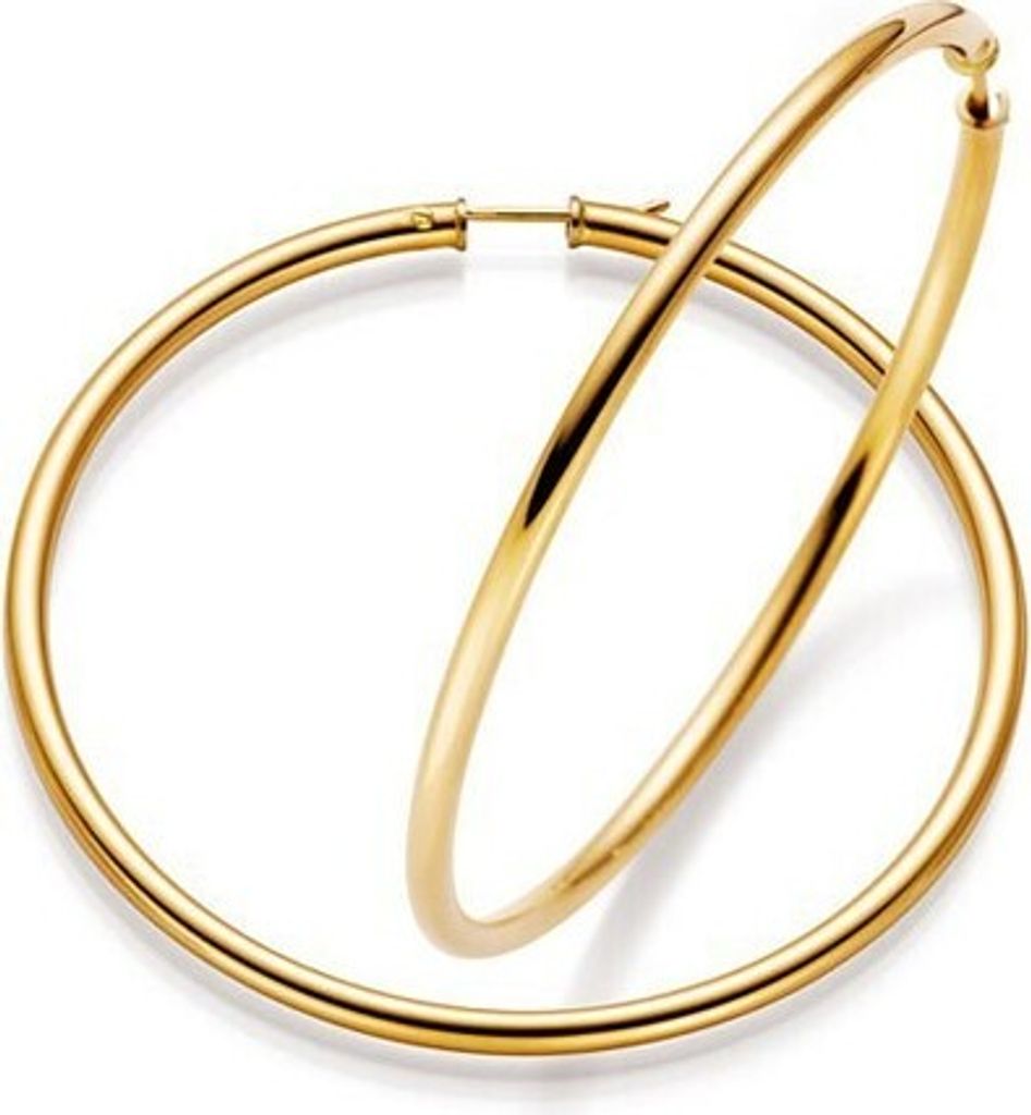 Paar XL Creolen 65mm große Ohrringe Ohrschmuck aus 585 Gold Produktbild 