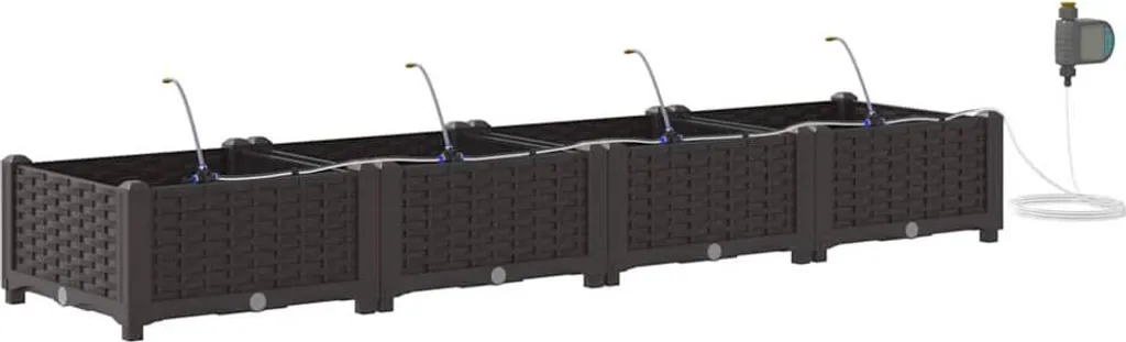 Jardinière en plastique marron résistante aux UV vidaXL - Lot de 4 bacs
