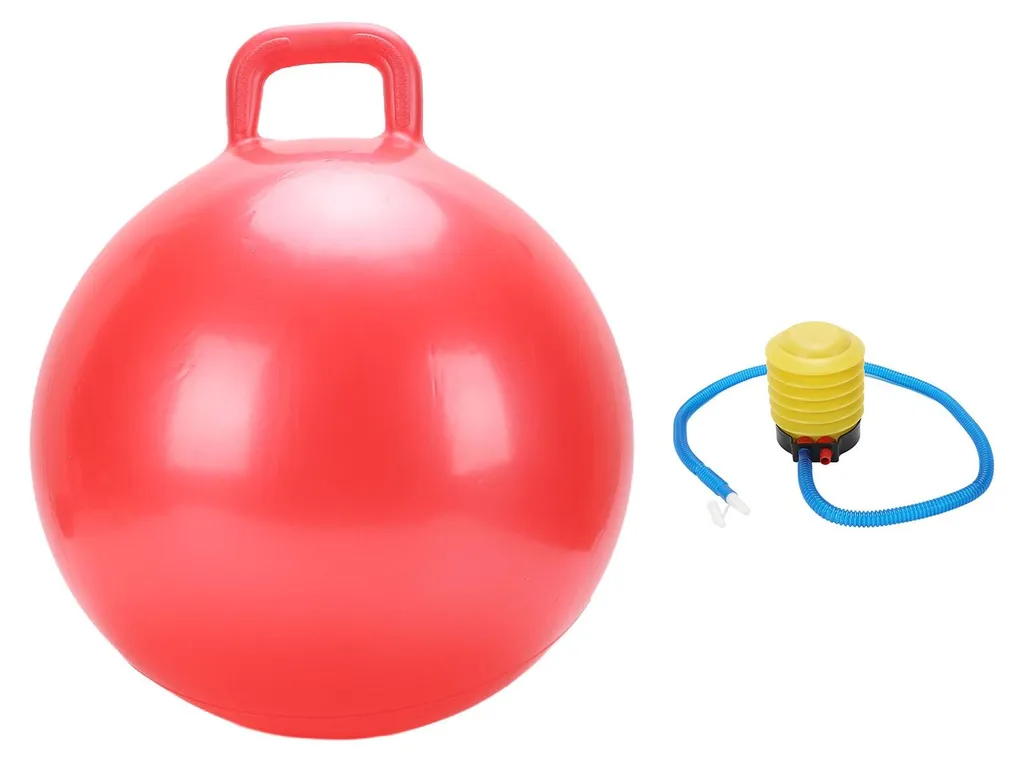 Ballon de saut rouge ultra résistant en PVC avec poignée ergonomique