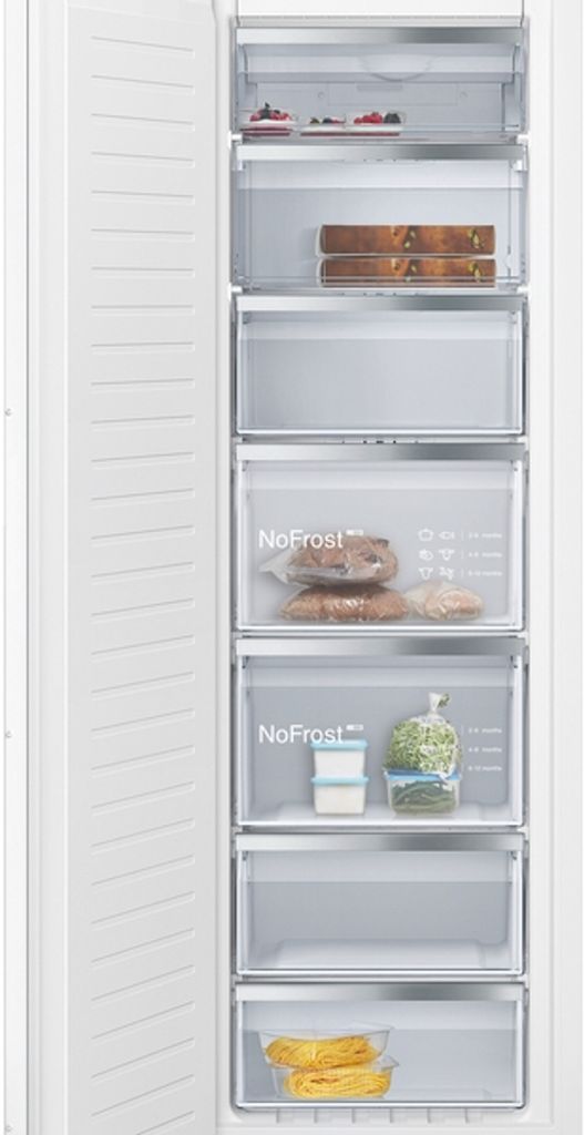 Siemens iQ500, Einbau-Gefrierschrank, 177.2 x 55.8 cm, Flachscharnier mit Softeinzug GI81NACE0 Frontansicht geöffnet