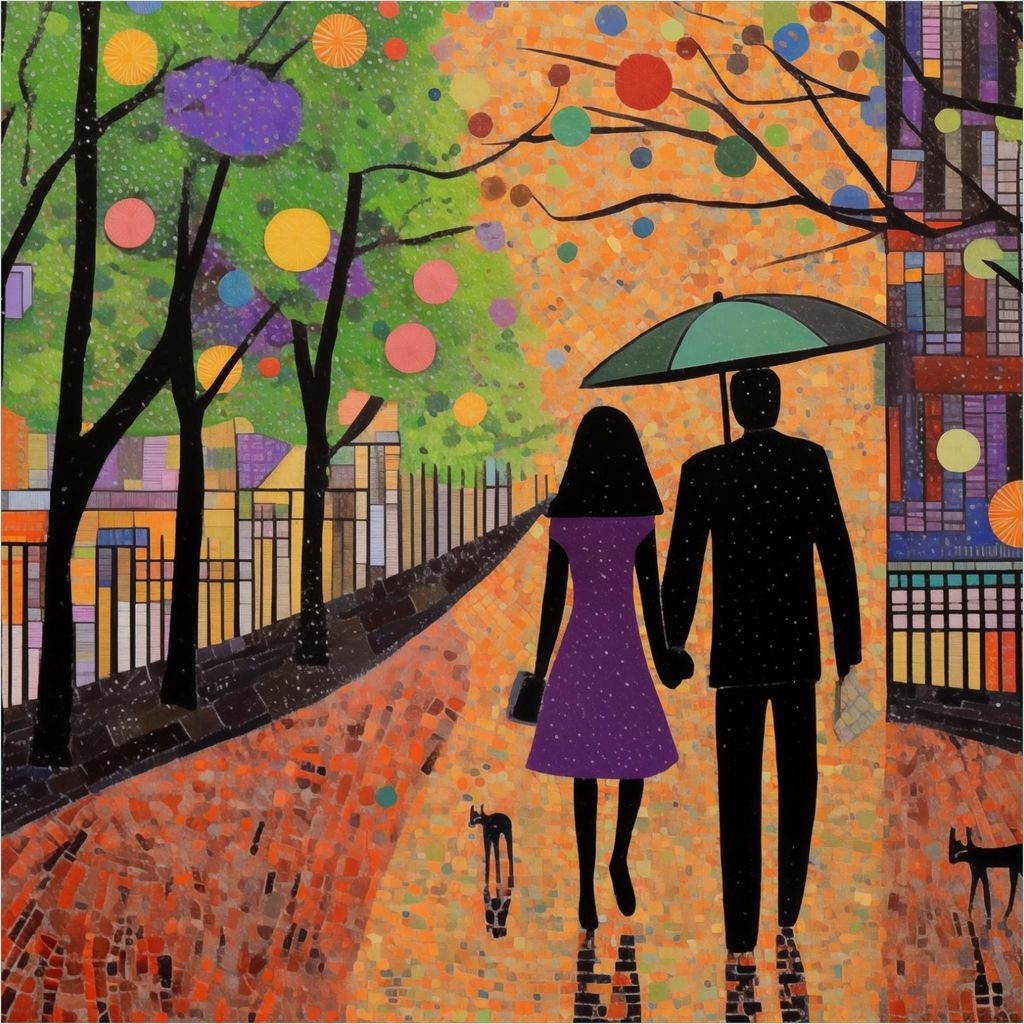 Wallario selbstklebende Möbelfolie/ Tischdecke für Innen und Außen, Größe: 70 x 70 cm - Spaziergang unter Farbklecksen