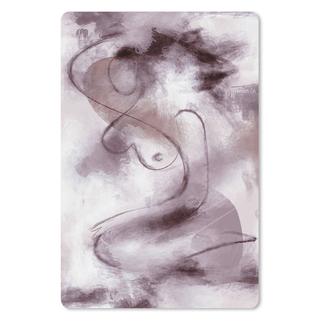 MuchoWow Mauspad Mousepad Frau - Abstrakt - Linienkunst - Porträt - Lila 40x60 cm - Mousepads - Maus Mat - Pad - Mausunterlage - Schreibtisch Ac...