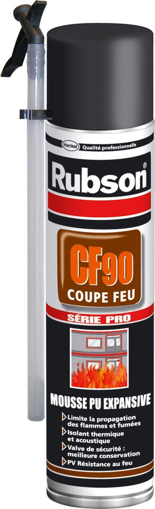 Rubson CF 90 Brandschutz-Montageschaum, 600 ml, Feuerfeste, Wärme- und Schalldämmung, EN 13501-2