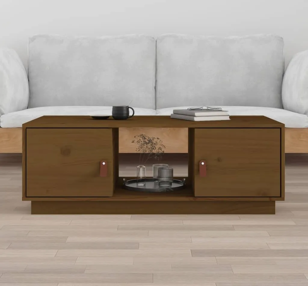 The Living Store Tavolino marrone miele 100x50x35 cm in legno di pino massiccio