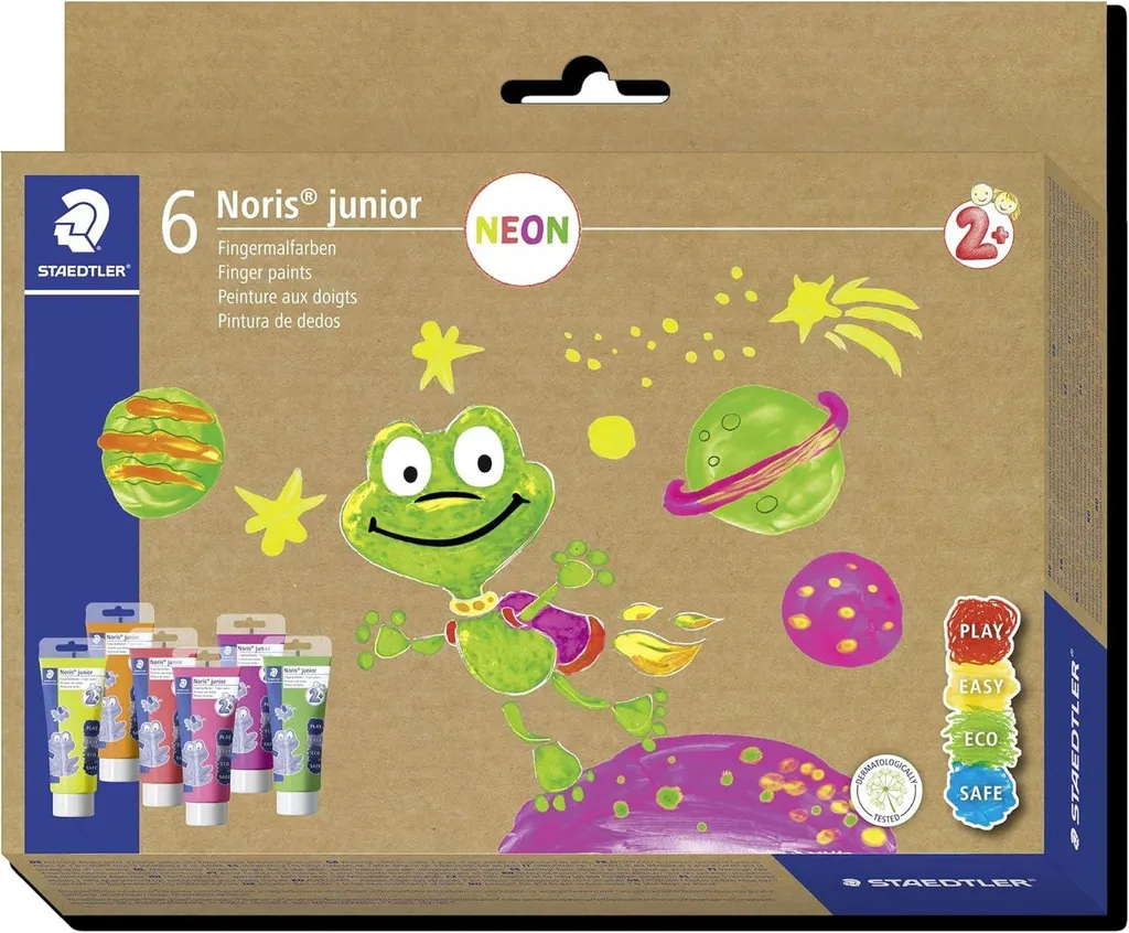 STAEDTLER Fingermalfarbe NJ Neon Set de 6 Peintures aux Doigts Fluo