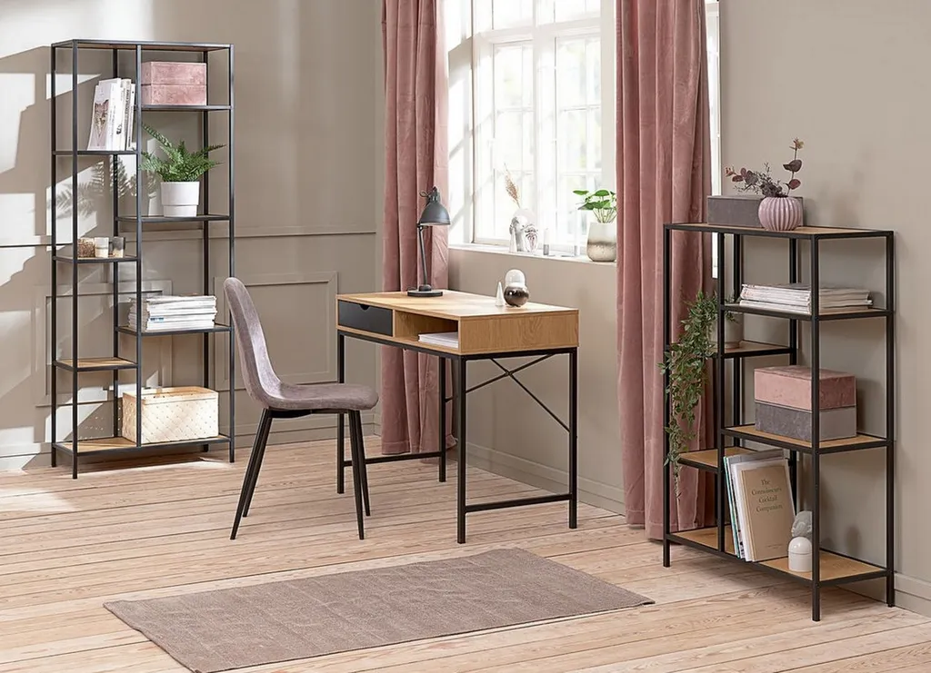 Bureau ADARE compact chêne et noir - Solution gain de place pour studio - 5