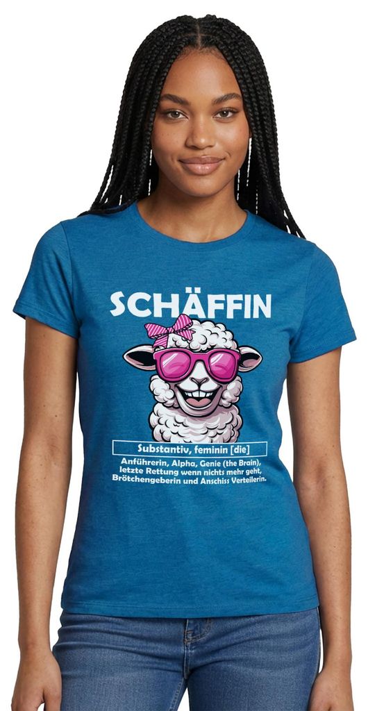Spreadshirt Schäffin Beste Chefin Teamleiterin Frauen T-Shirt, M, Antikblaues Saphir meliert