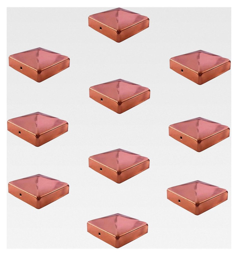 10 Stück Pfostenkappen Kupfer Abdeckkappen für Pfosten Pyramide 121 mm 12x12 cm
