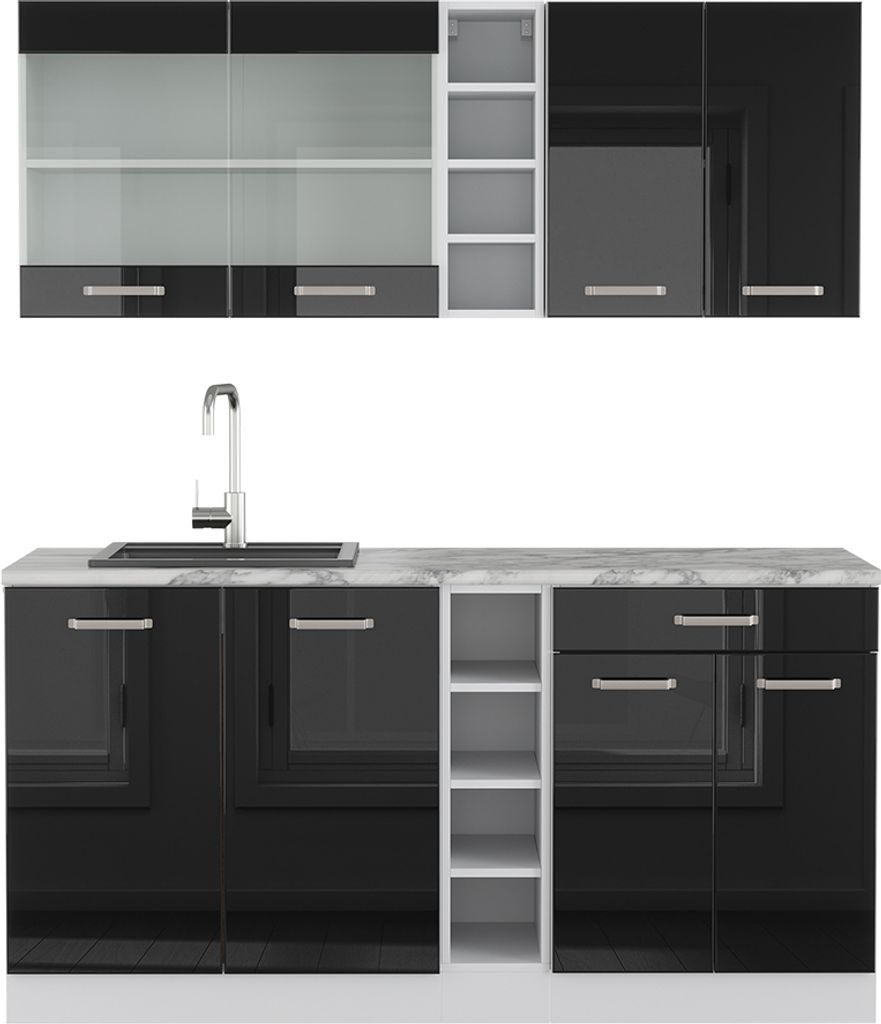 Singleküche Vicco R-Line Schwarz Hochglanz/Weiß 160 cm ohne Produktbild 