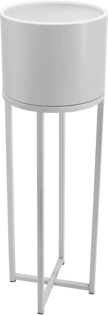 Cache-pot sur pied pour salon ELEVATE CROSS blanc mat acier 25x79 cm