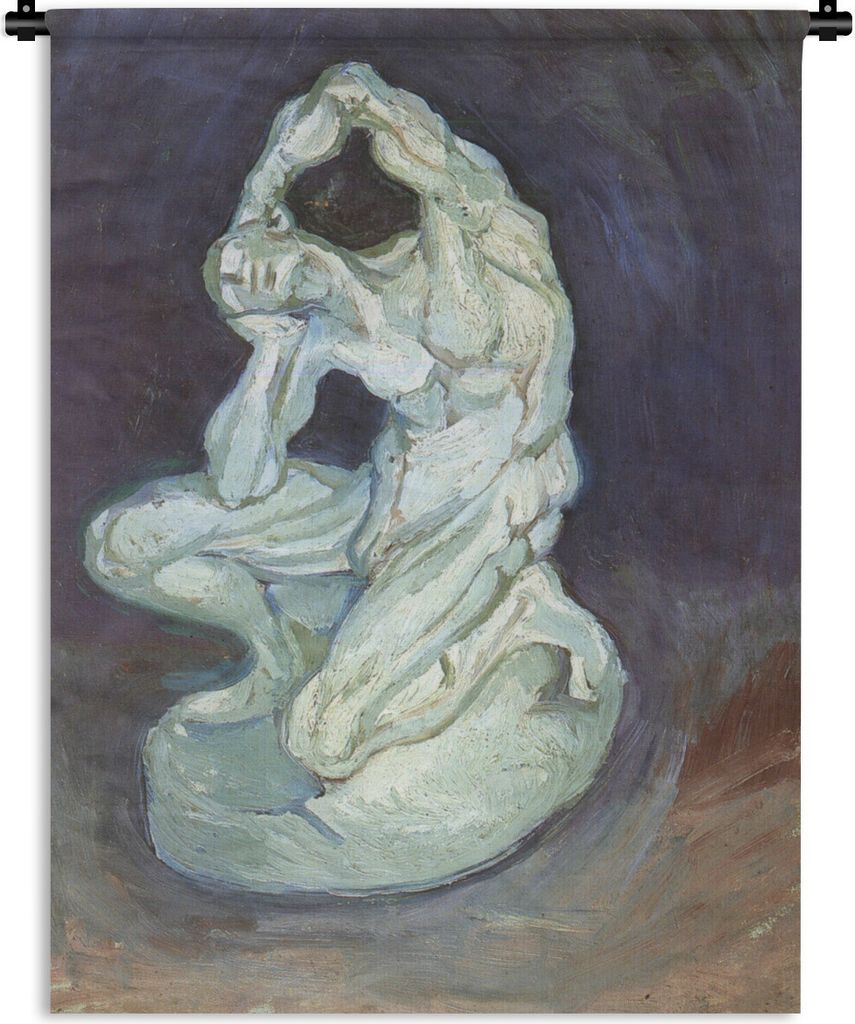 MuchoWow Wandteppich Wandbehang Gipsskulptur eines knienden Mannes - Vincent van Gogh 90x120 cm Tapisserie Dekoration Wandtuch - Wanddeko